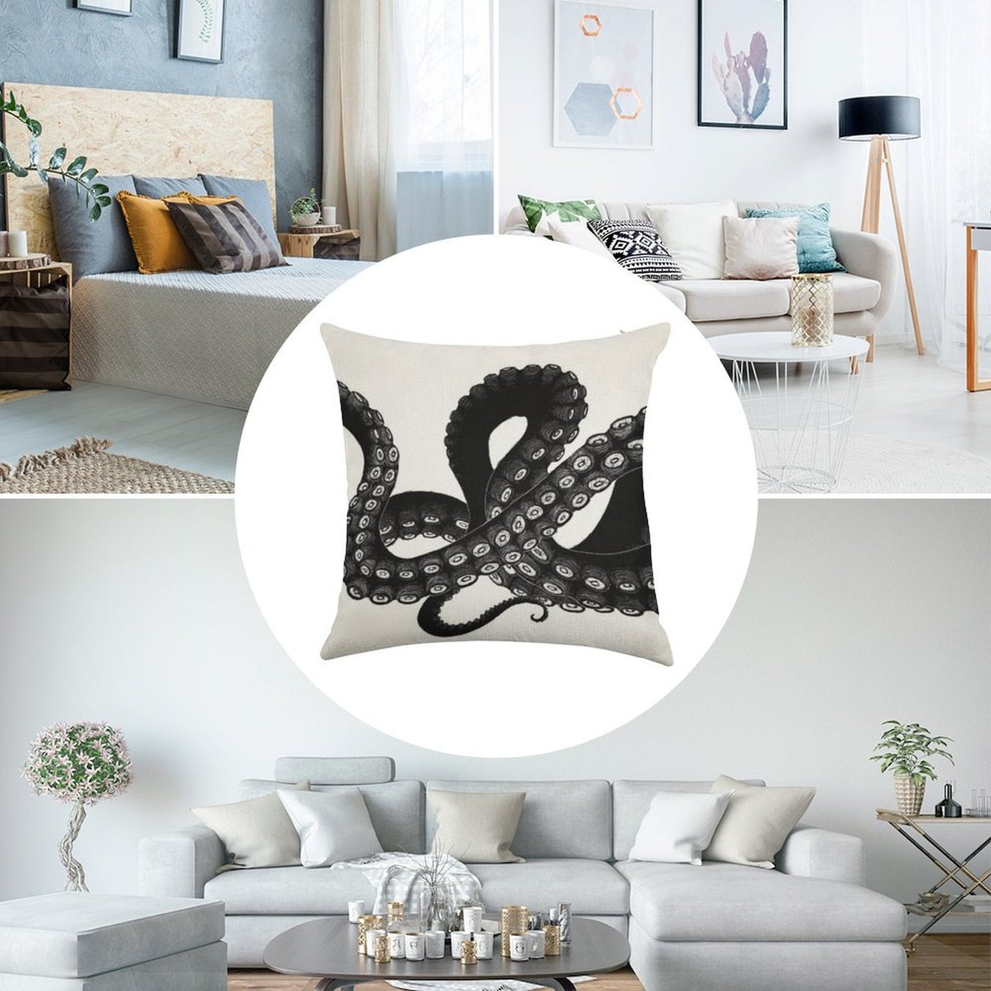 Get Kraken Linen Throw Pillow Cover
