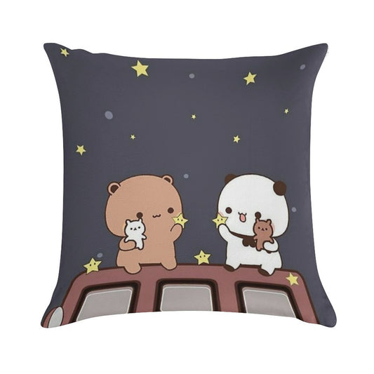 Bubu And Dudu Watching The Moon Together Soft Washable Throw Pillow