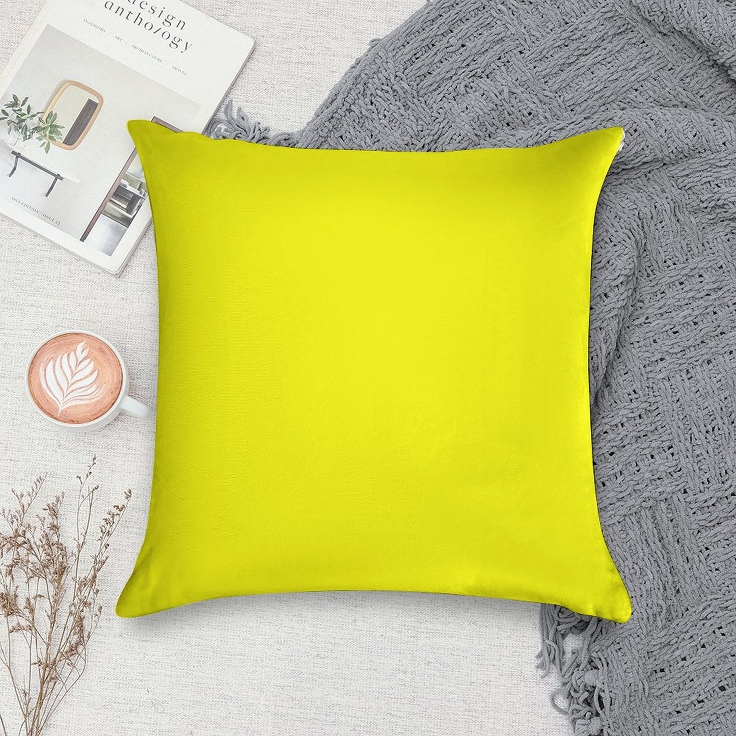 Neon  Fluorescent Yellow Neon Yellow Soft Decorative Cover Throw Pillow
