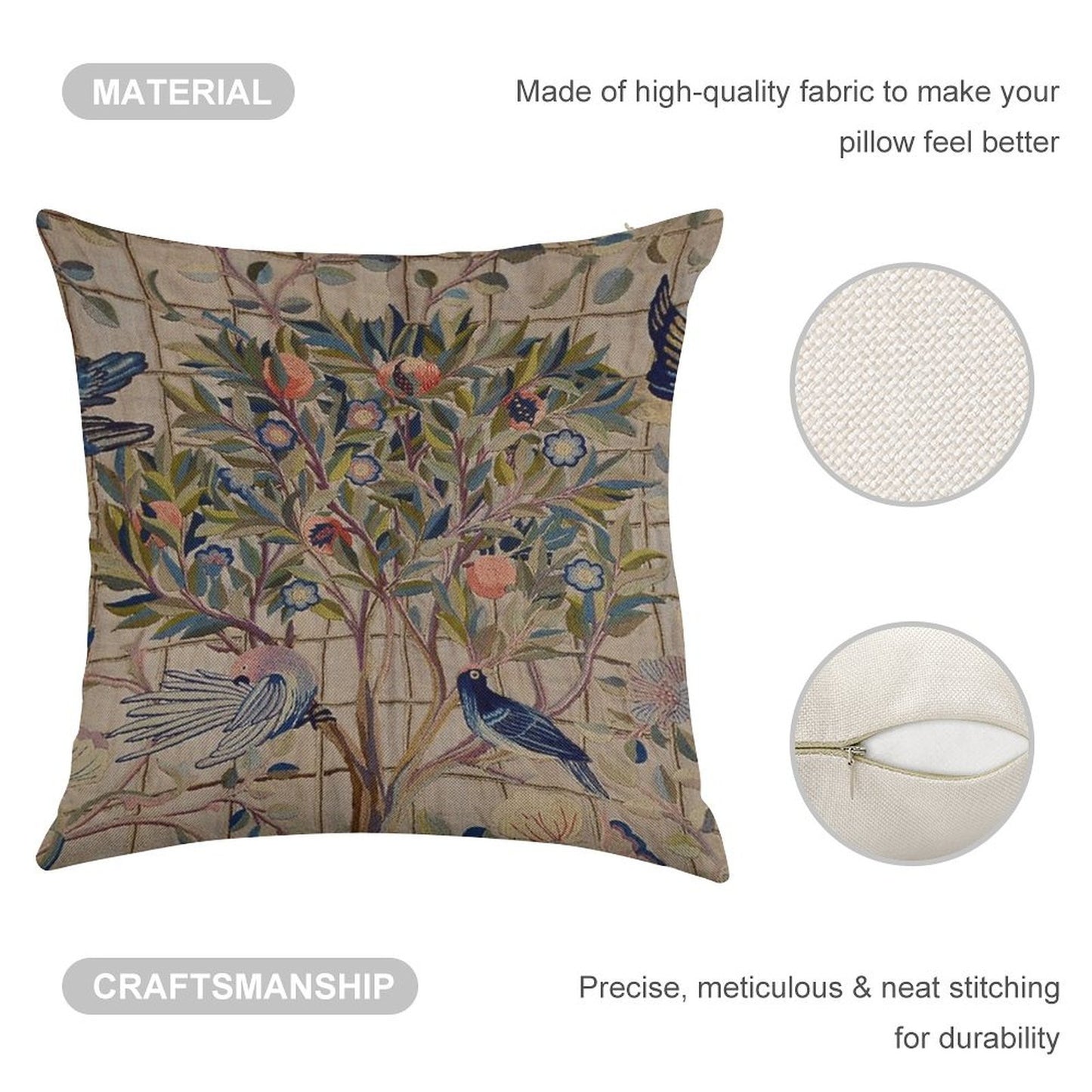 William Morris Kelmscott Trellis Embroidery Linen Throw Pillow Cover