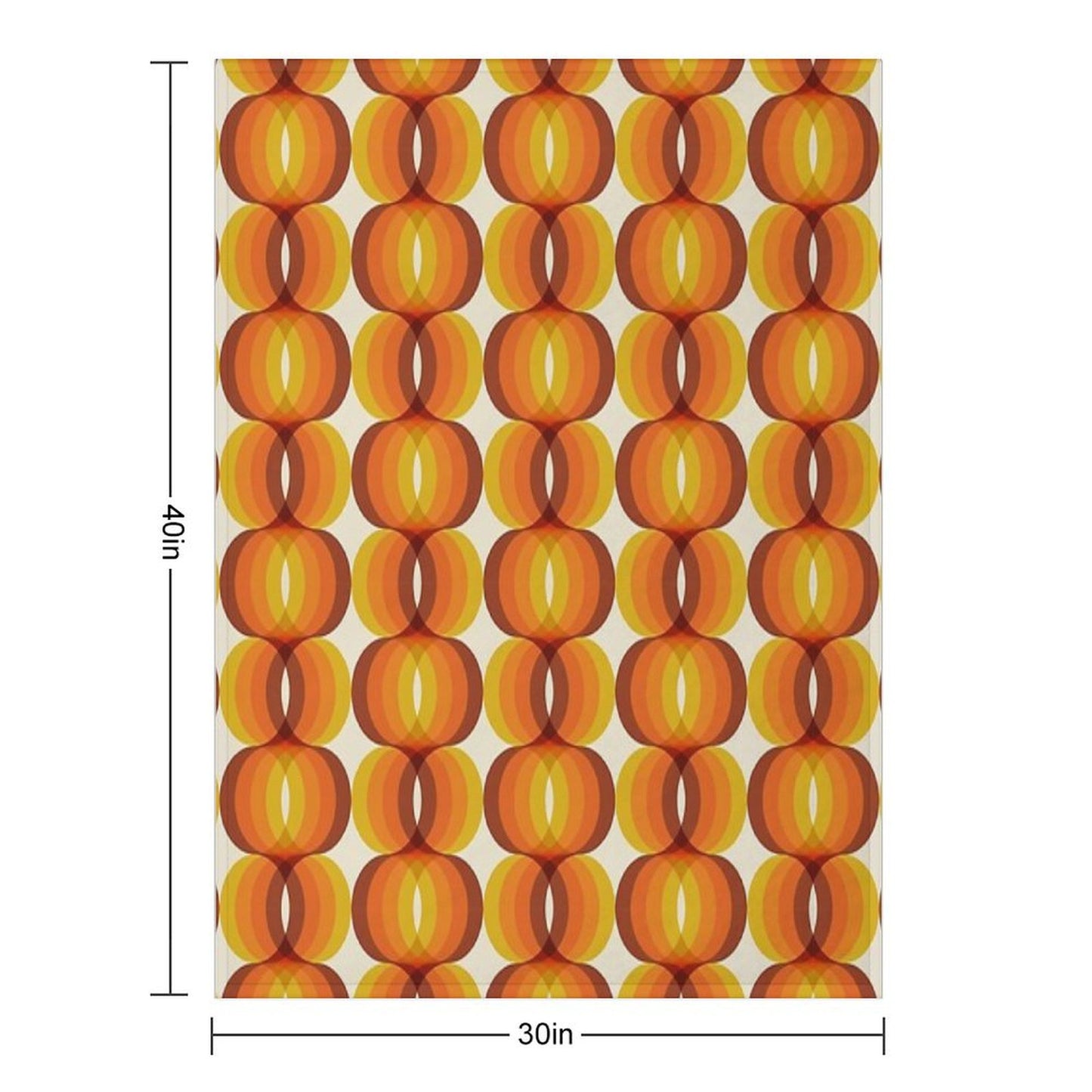 Orange, Brown, And Ivory Retro 1960s Wavy Pattern Throw Blanket