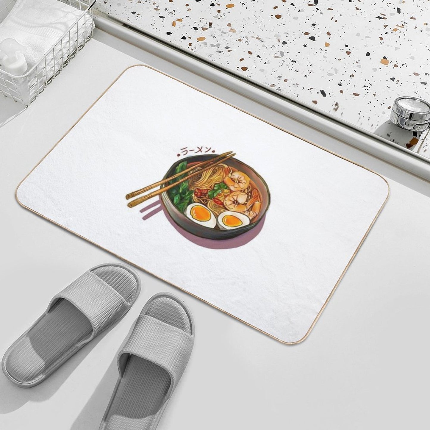 Japanses Ramen Noodles Bowl Bath Mat