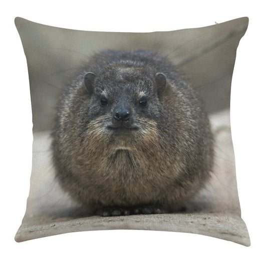 Rock Hyrax Linen Throw Pillow Cover