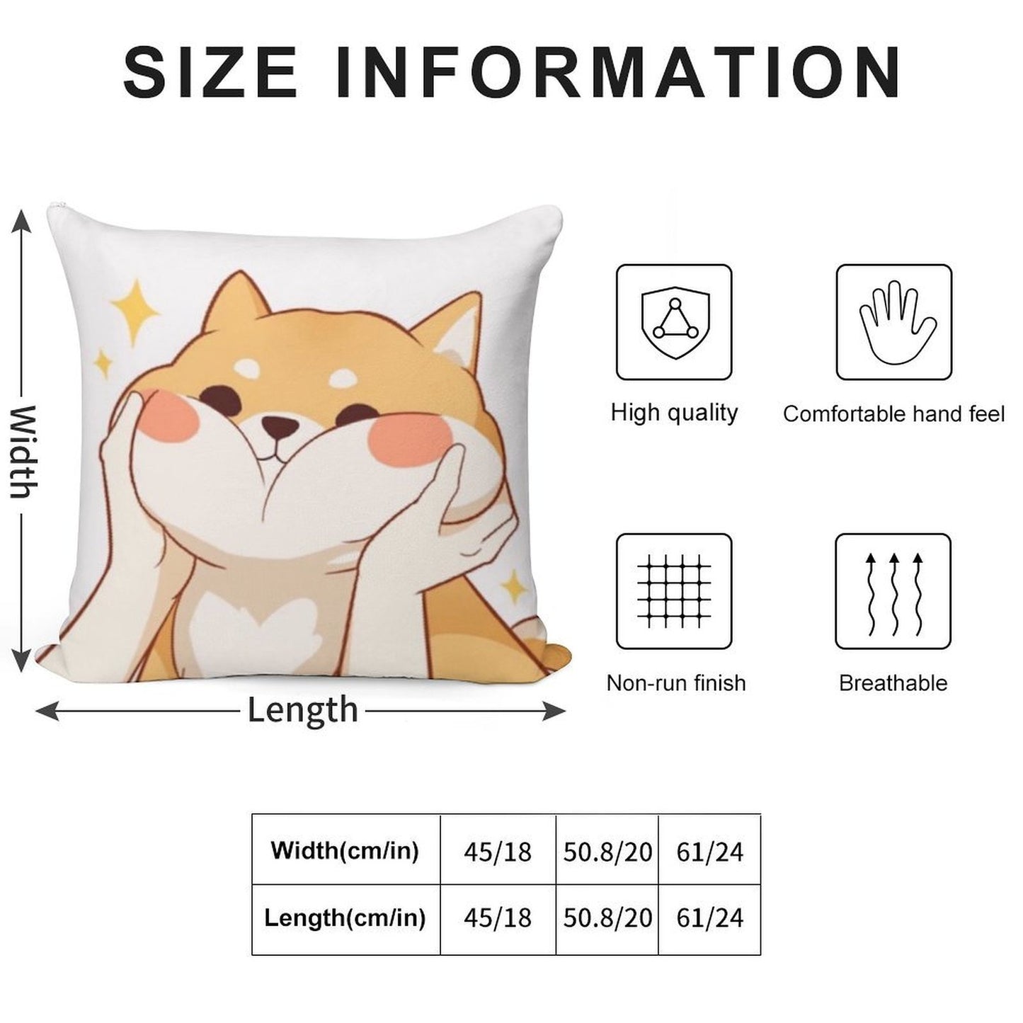 Kawaii Shiba Inu Soft Luxury Feel Throw Pillow