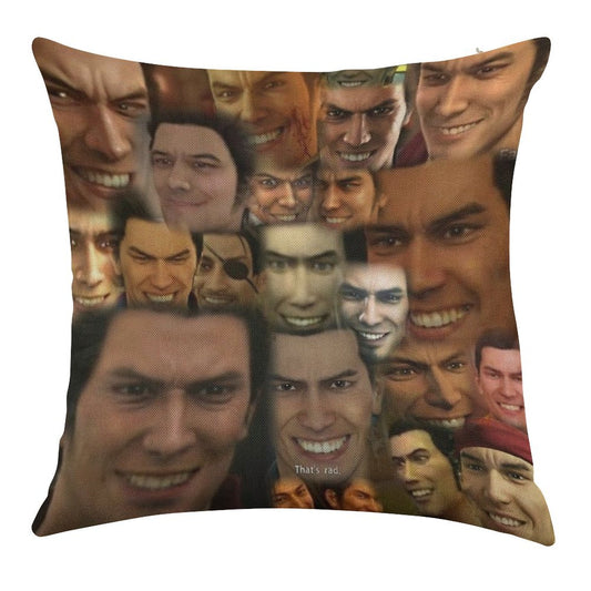 Happy Kazuma Kiryu ) Linen Throw Pillow Cover