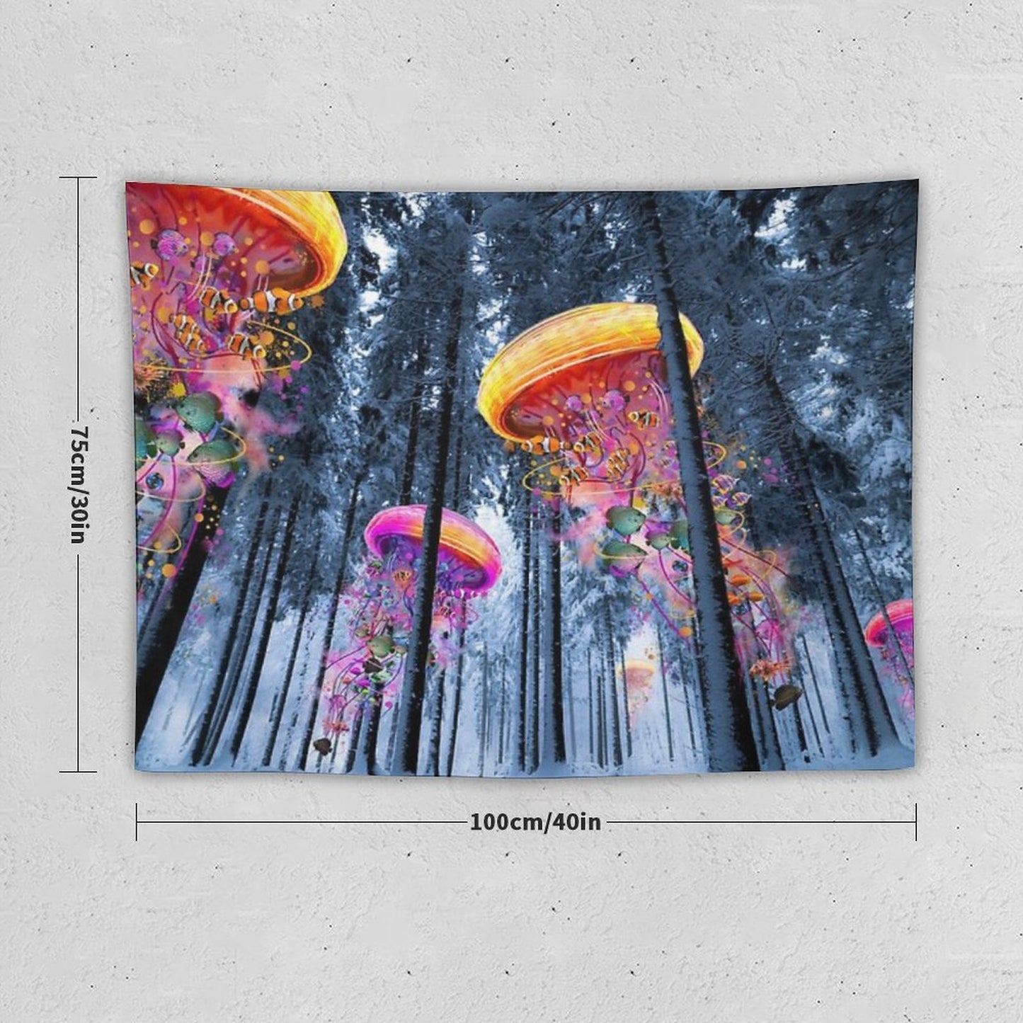 New Winter Forest of Electric Jellyfish Worlds Tapestry