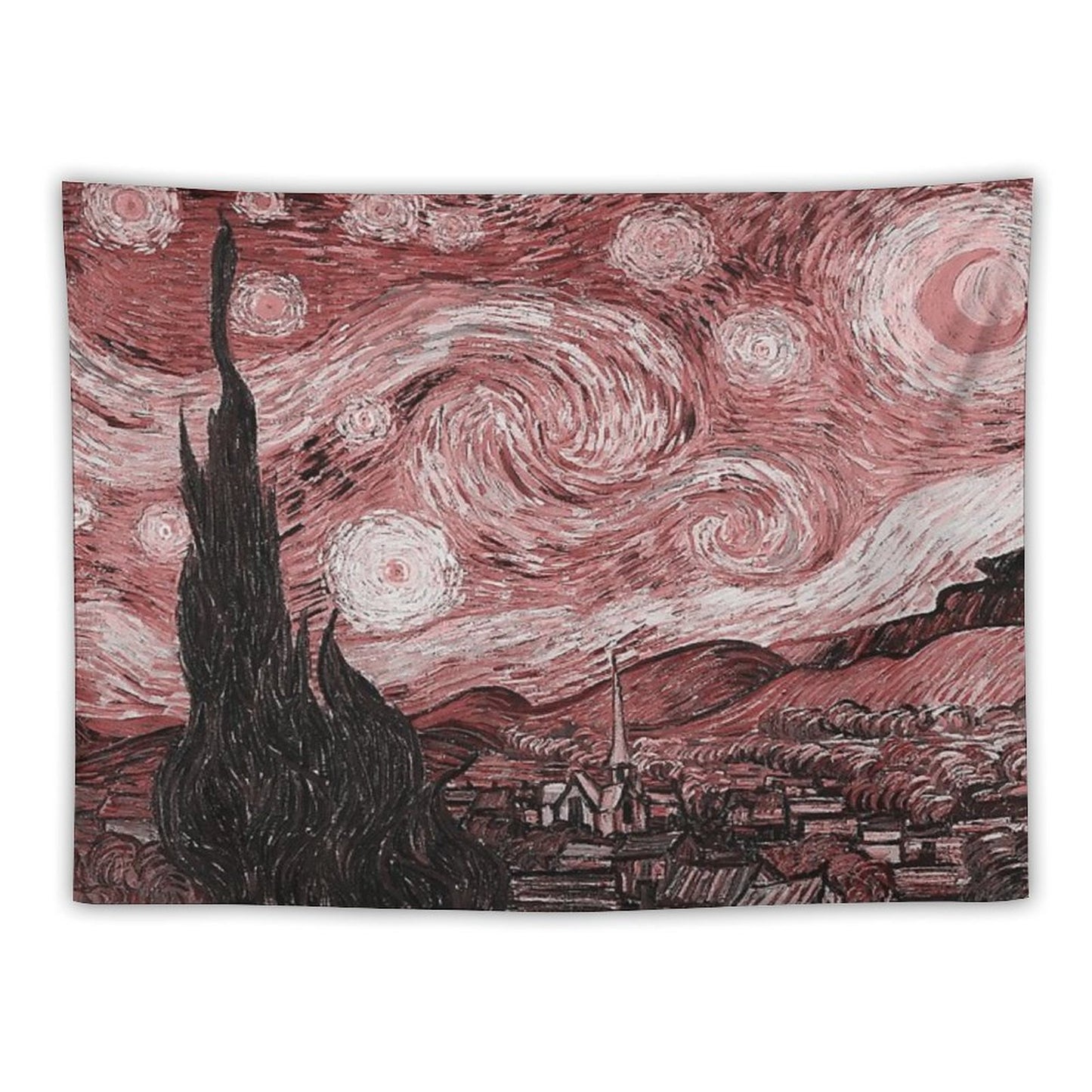 Pink Starry Night Tapestry