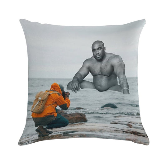 Taking A Photo of Barry Wood Soft Luxury Feel Throw Pillow