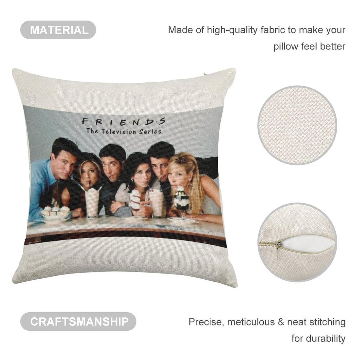 Friends Milkshake Linen Throw Pillow Cover