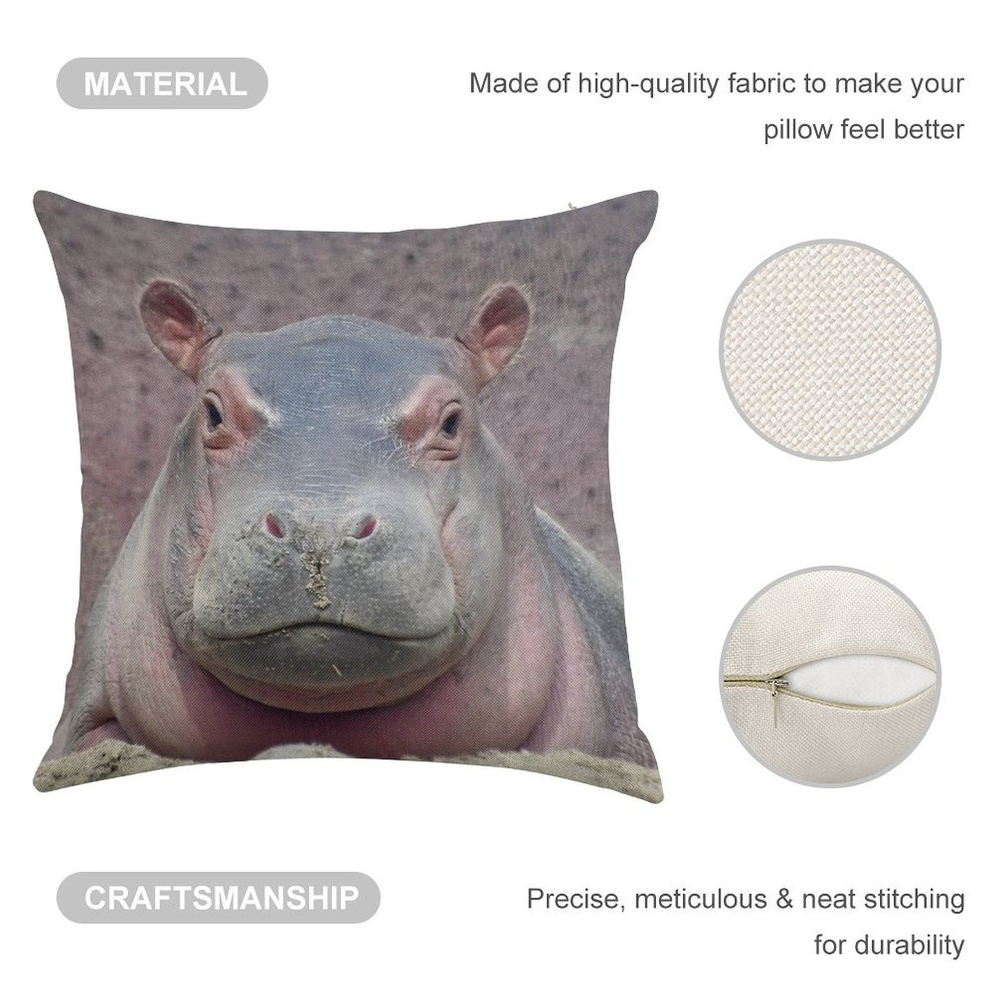 Baby Hippo Fritz at The Cincinnati Zoo Linen Throw Pillow Cover