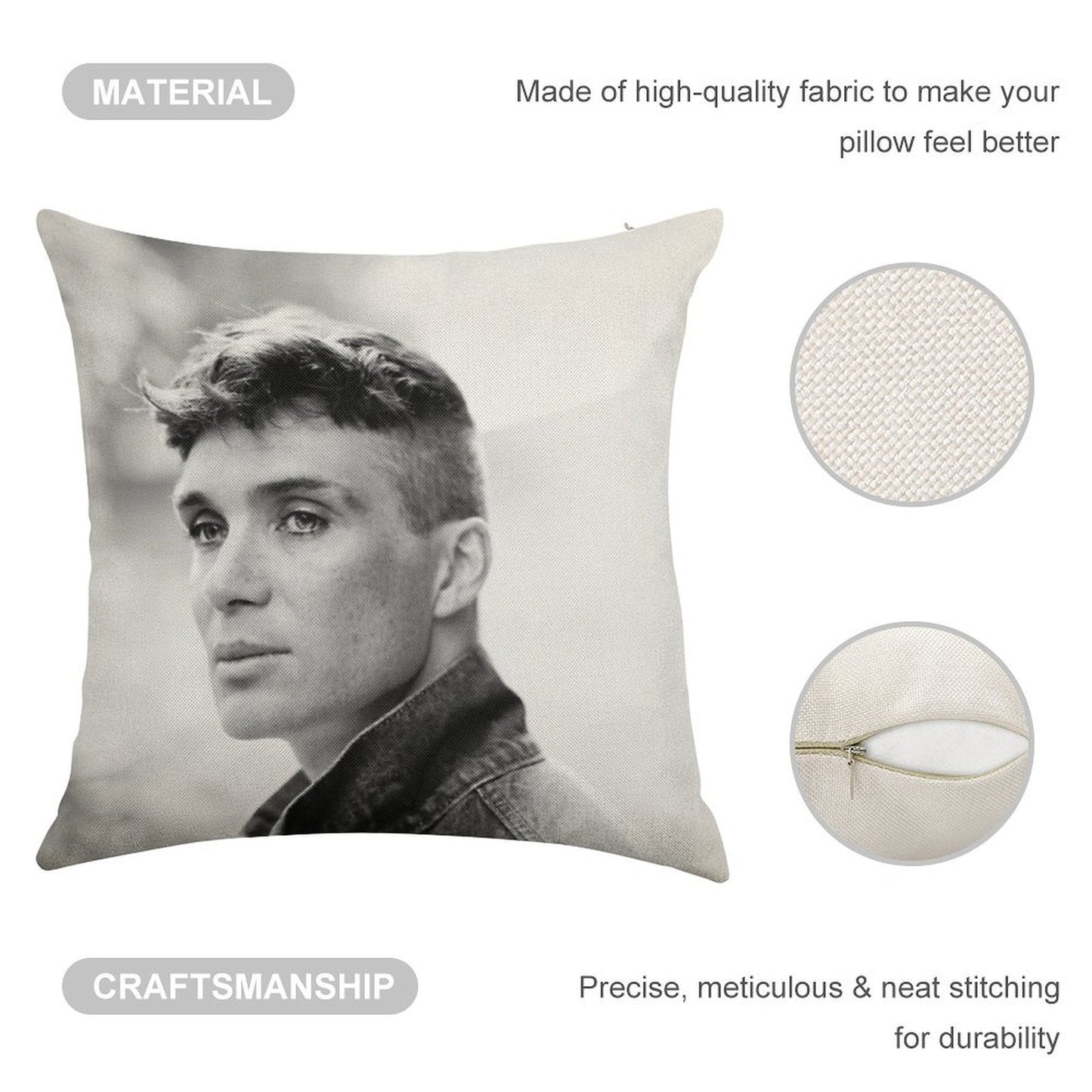 Cillian Murphy Linen Throw Pillow Cover