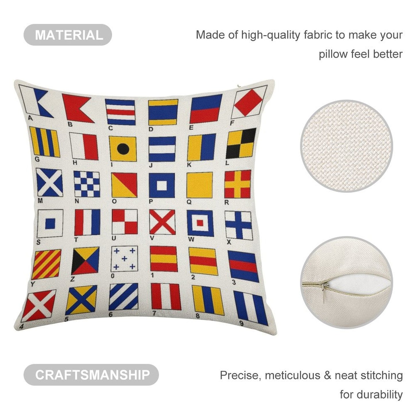 Nautical Flags Linen Throw Pillow Cover