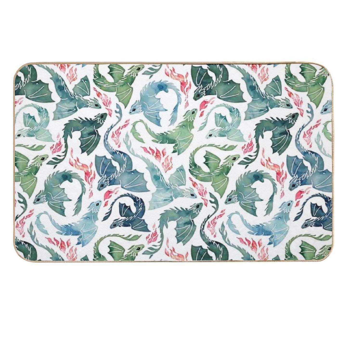 Dragon Fire Blue & Green Non-Slip Bath Mat