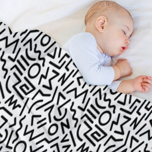 Memphis Pattern Black And White Throw Blanket