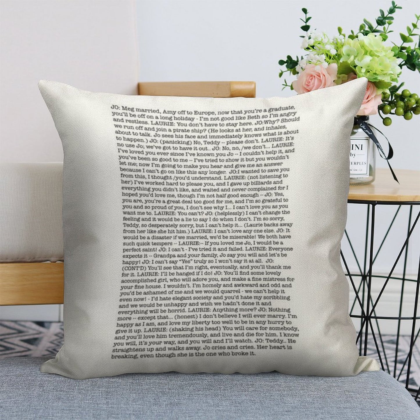 That One Scene In Little Women Linen Throw Pillow Cover