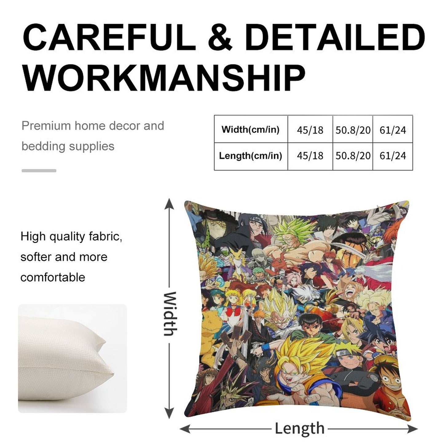 All Anime Characters Linen Throw Pillow Cover