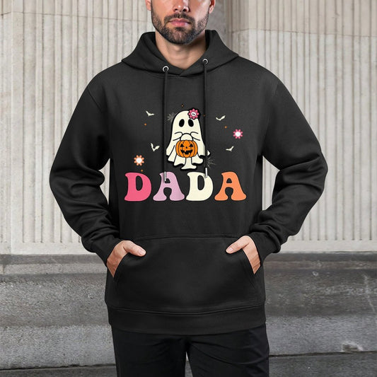 Dada Ghost Boo One Spooky Dad First Halloween Birthday Boy Medium-Weight Fabric Hoodie