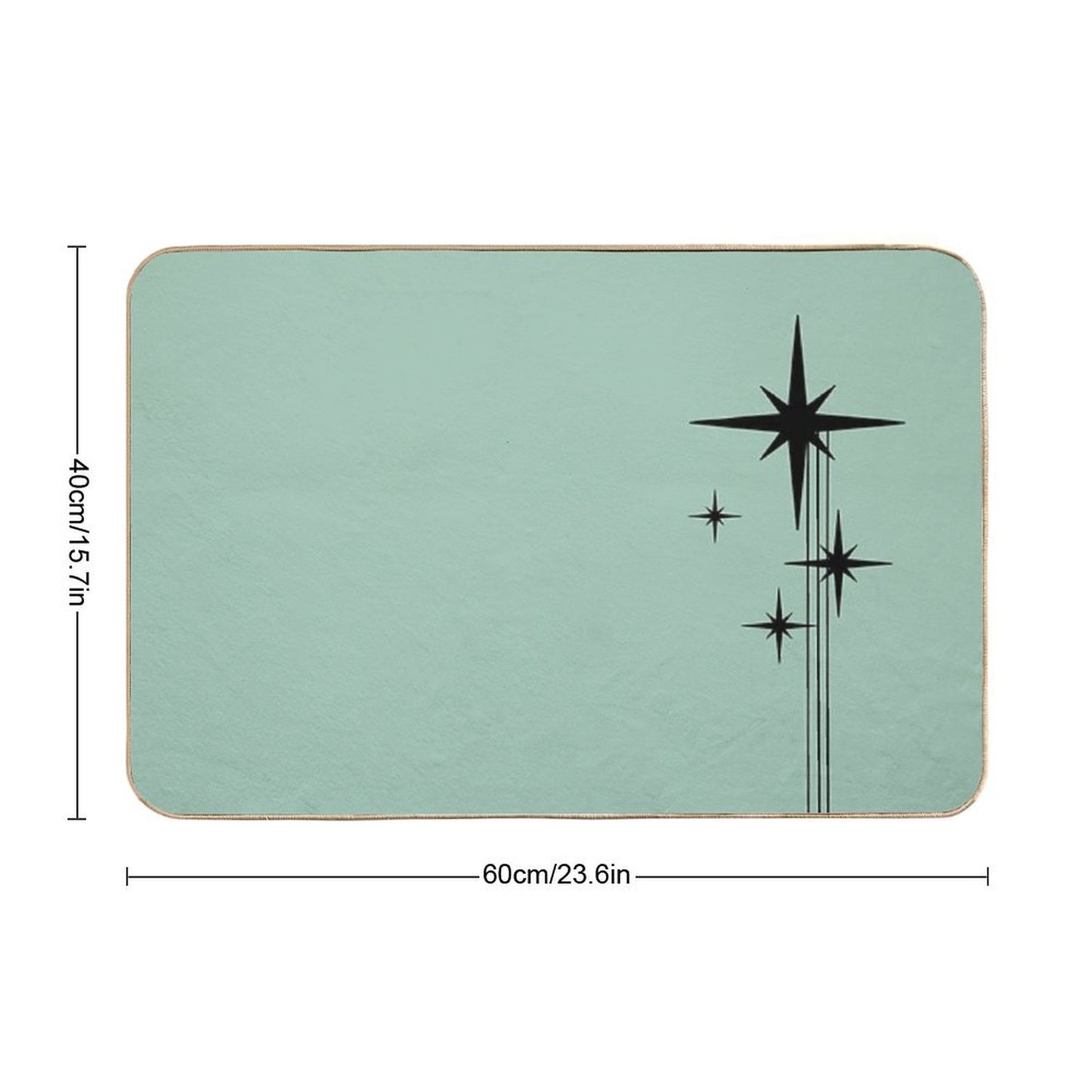 1950s Atomic Age Retro Starburst in Mint Green And Black Bath Mat
