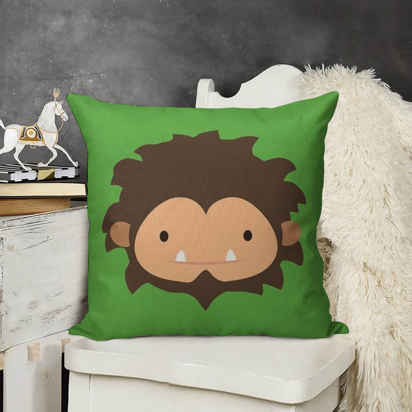 Sneaky Sasquatch Big Head Linen Throw Pillow Cover