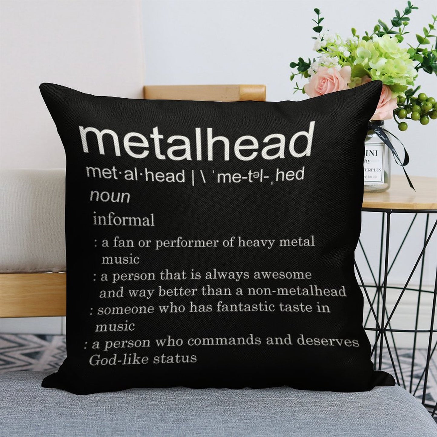 Metalhead Meaning Linen Throw Pillow Cover