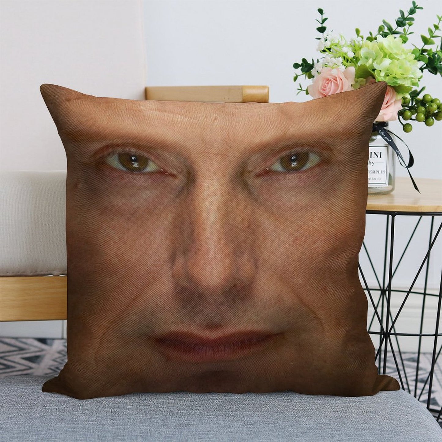 Mads Mikkelsen Face Throw Pillow Linen Throw Pillow Cover