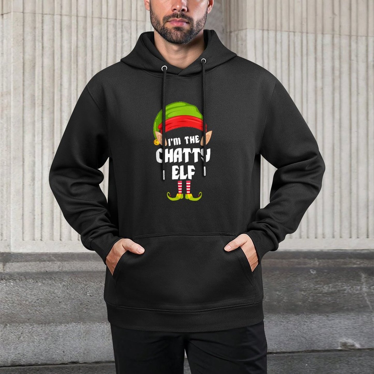 Funny Chatty Elf Matching Family Group PJ Christmas Cotton-Polyester Blend Hoodie