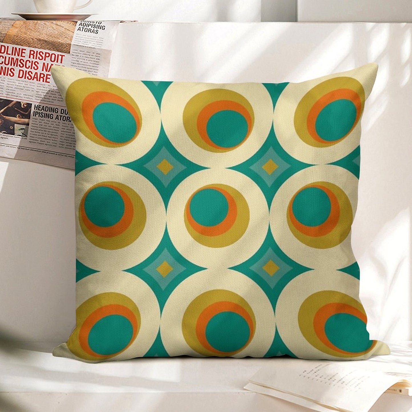 Mid-Century Modern Splash Linen Throw Pillow Cover