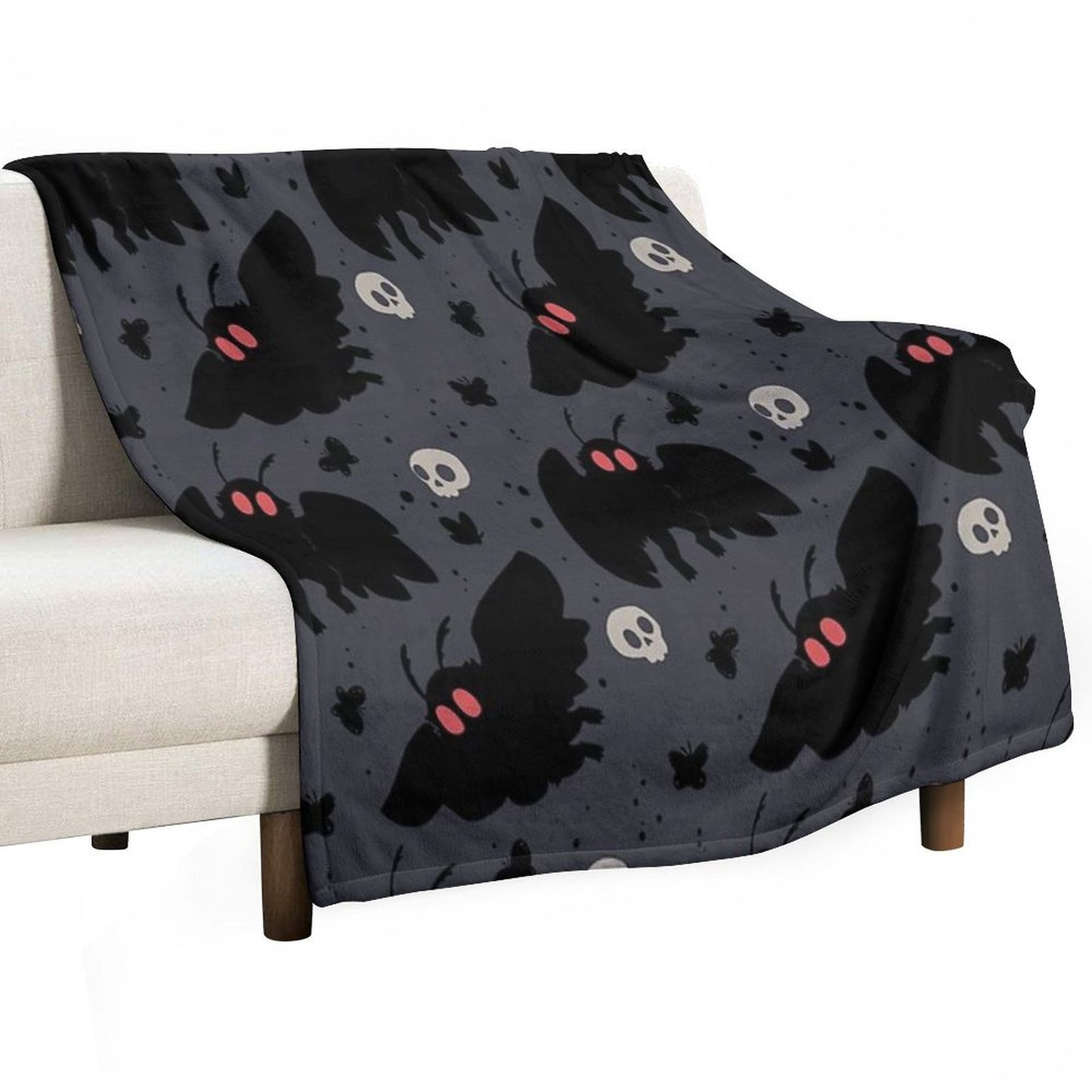 Mothman - Night Grey Throw Blanket