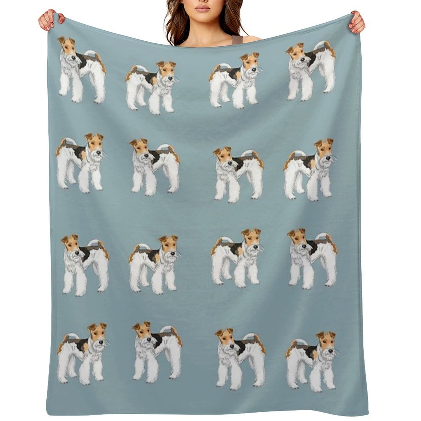 Retro Wire Haired Fox Terrier Design Throw Blanket