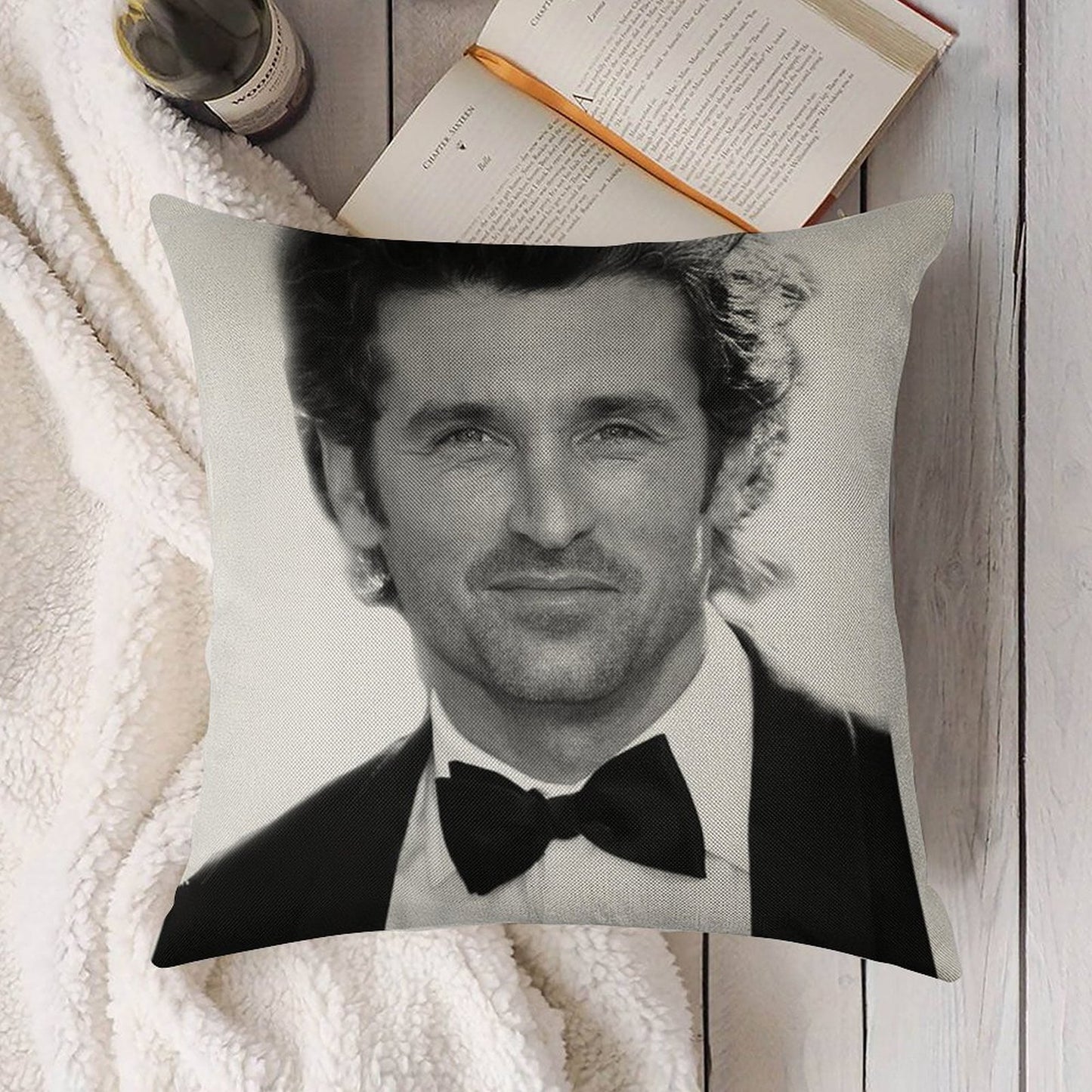 Patrick Dempsey Linen Throw Pillow Cover