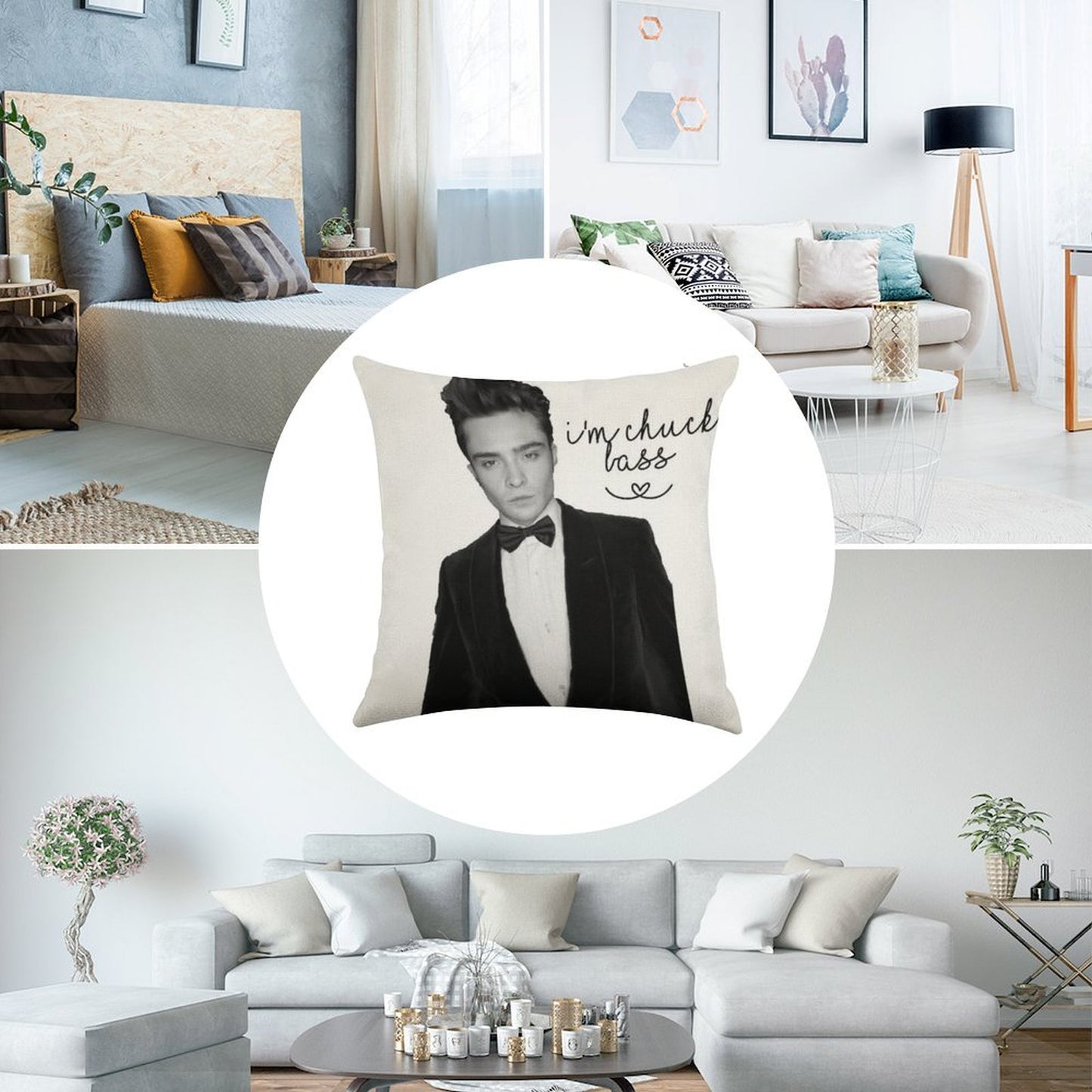 I'm Chuck Bass Linen Throw Pillow Cover