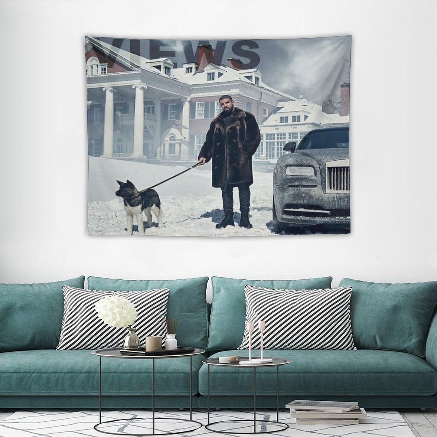 Drake with Dog Views Tapestry Tapestry