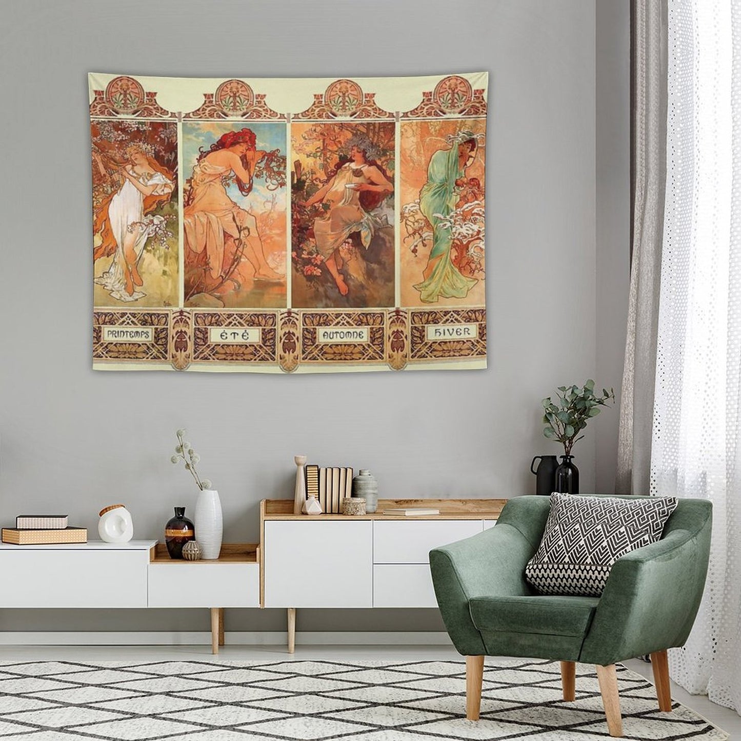 Alphonse Mucha Four Seasons Art Nouveau Tapestry
