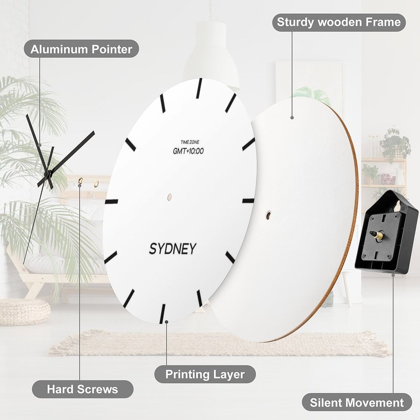 Sydney GMT Time Zone World Wall Clock Wall Clock