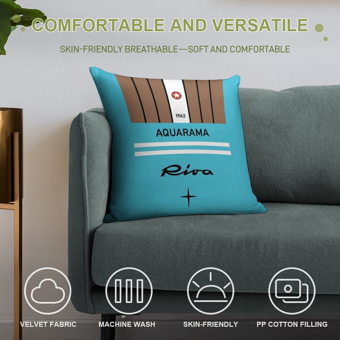Riva Aquarama Yachting Lake Como Cannes Monaco Saint-Tropez Soft High-Density Material Throw Pillow