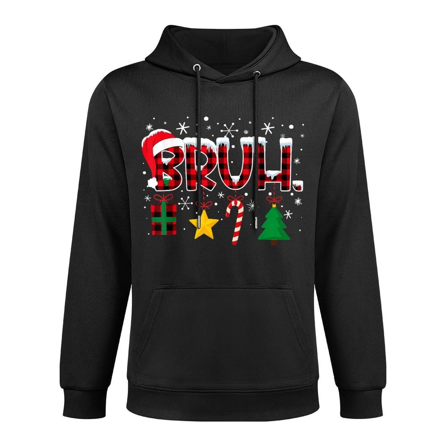 Bruh Funny Christmas Red Plaidns Boys Kids Xmas Pajamas Shrink-Resistant Hoodie