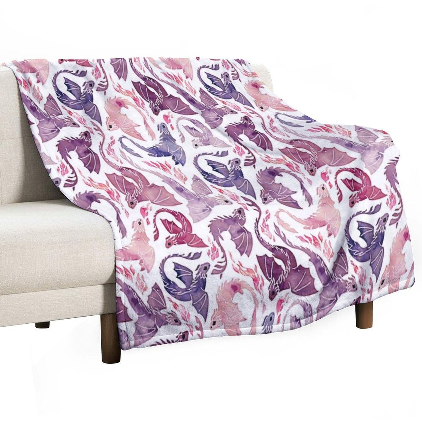 Dragon Fire Pink & Purple Throw Blanket