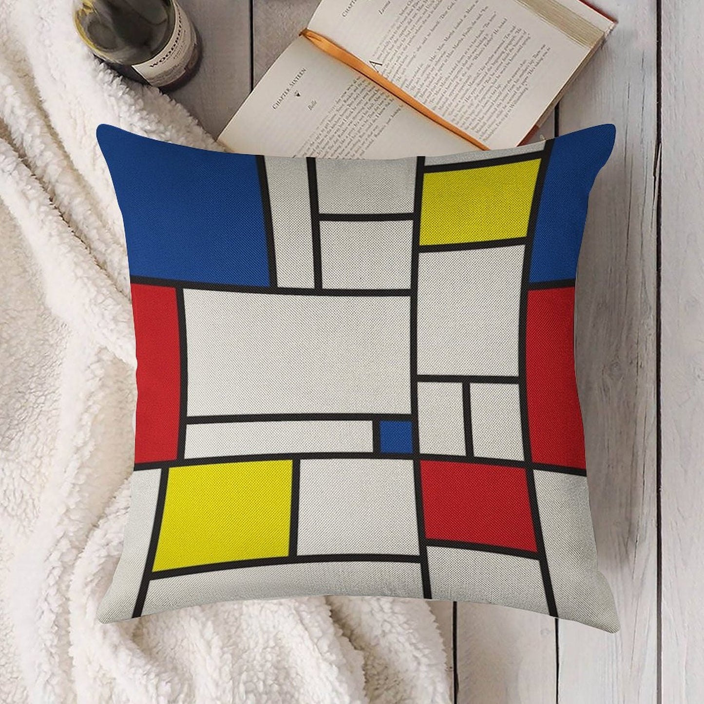 Mondrian Minimalist De Stijl Modern Art II © Fatfatin Linen Throw Pillow Cover