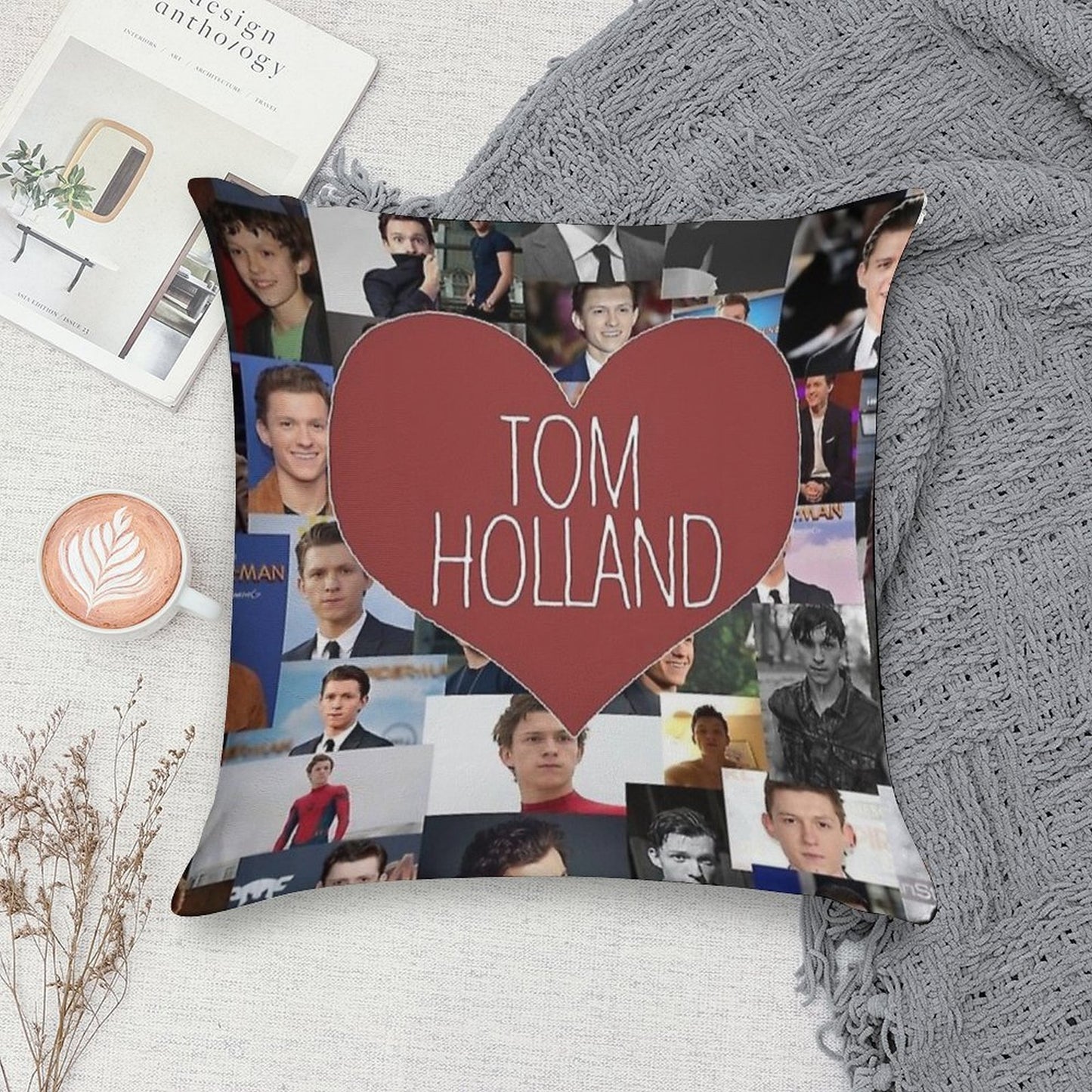 Tom Holland Blanketstickers Soft Short Plush Fabric Throw Pillow