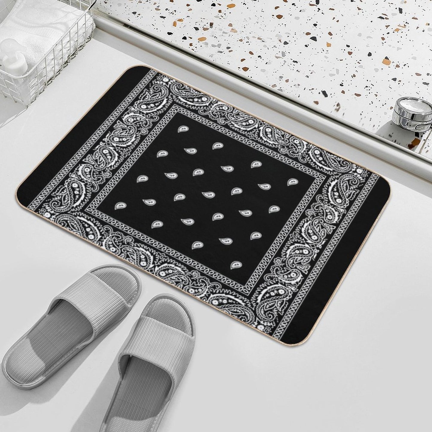 Bandana Black Bath Mat
