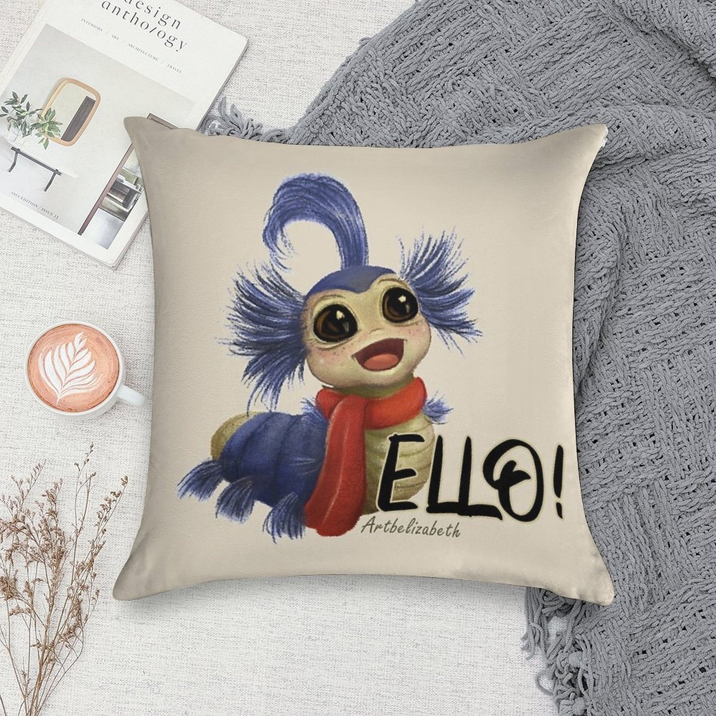 Labyrinth Worm Soft Washable Throw Pillow