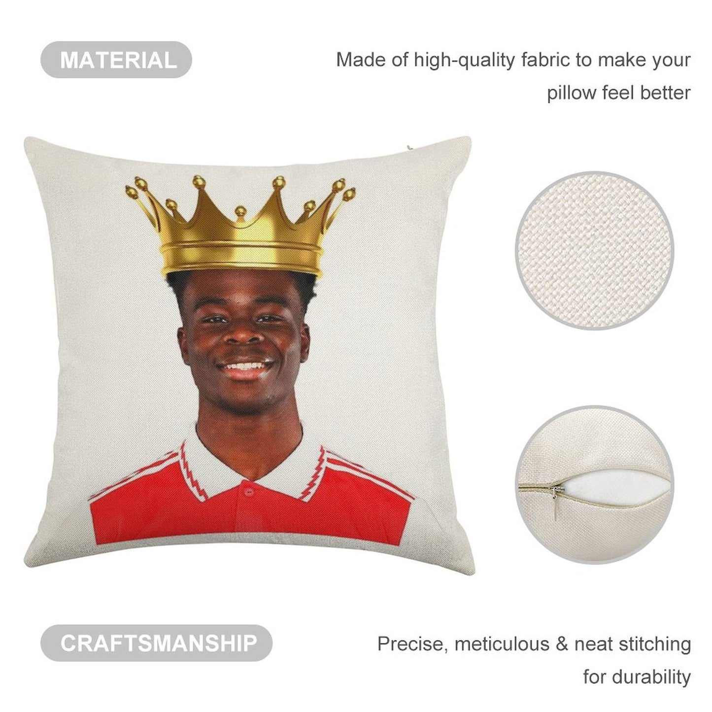 King Bukayo Saka Linen Throw Pillow Cover
