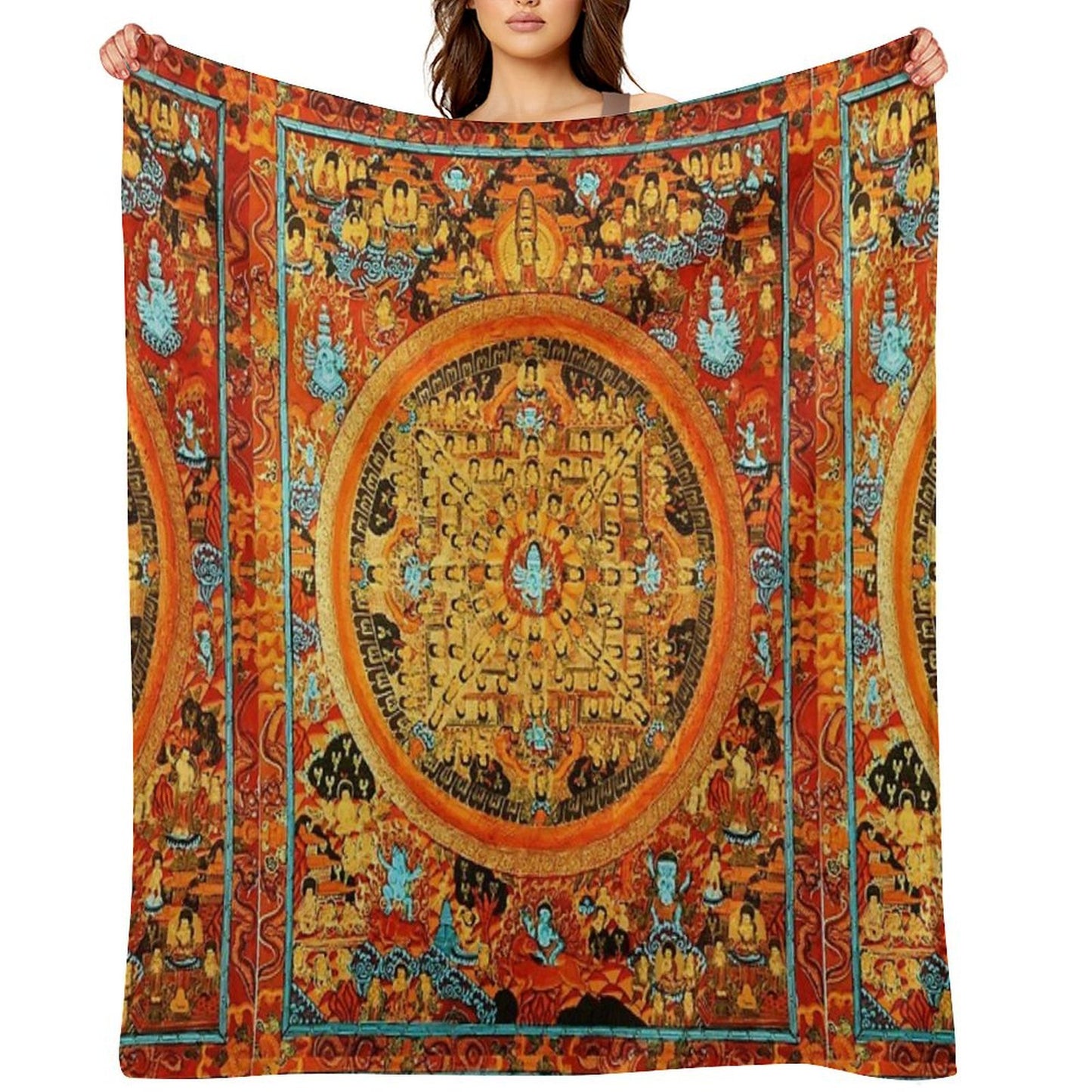 Buddhist Mandala Ashta Bhairava Thangka 45 Throw Blanket