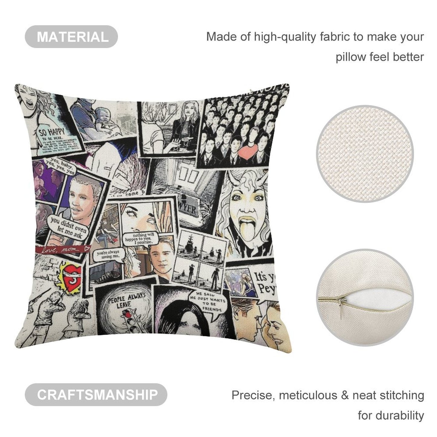 Peyton's Artwork Collage Linen Throw Pillow Cover