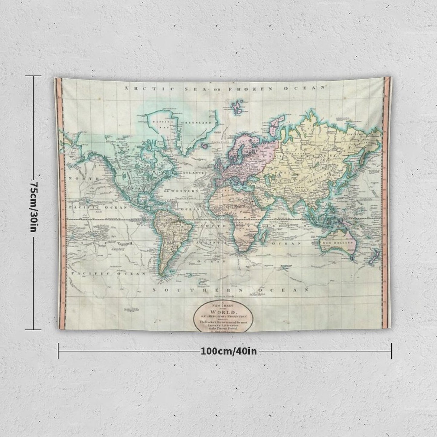 Vintage Map of The World Tapestry