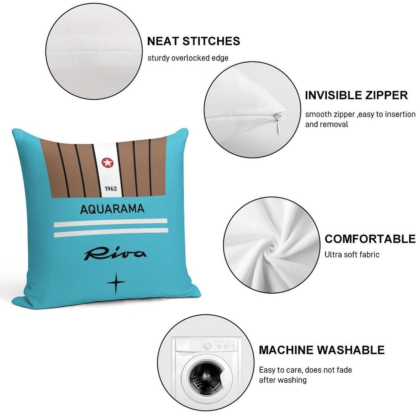 Riva Aquarama Yachting Lake Como Cannes Monaco Saint-Tropez Soft High-Density Material Throw Pillow