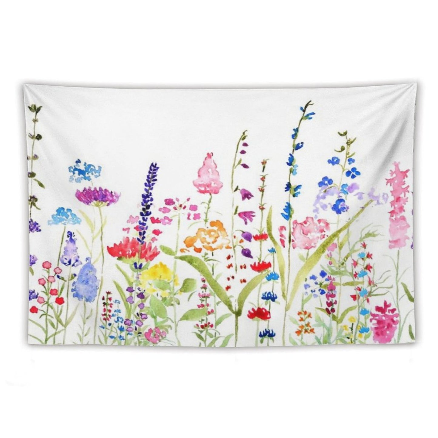 Hand Painted Colorful Wild Flower Field Tapestry
