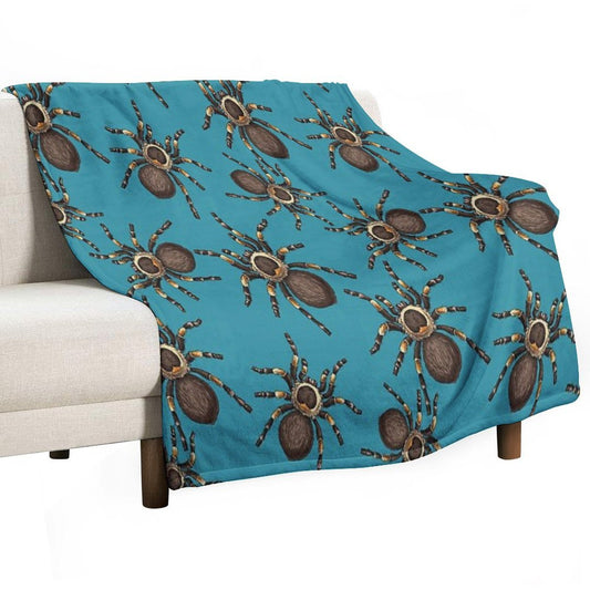 Tarantula on Blue Throw Blanket