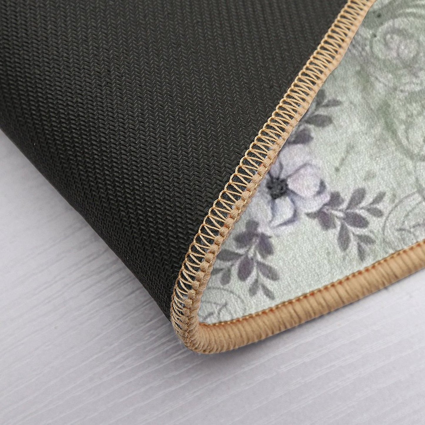 Sage And Lavender Vintage Style Floral Pattern Bath Mat