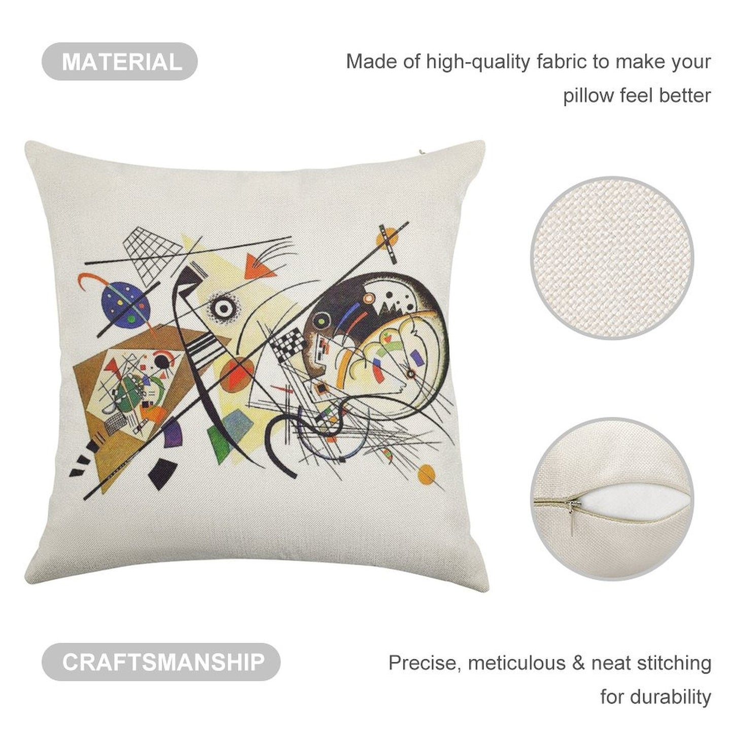 HD. Transverse Line (1923), by Wassily Kandinsky Linen Throw Pillow Cover